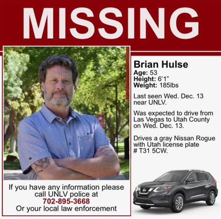 Brian Hulse Missing Person, University Of Nevada Las Vegas Nevada