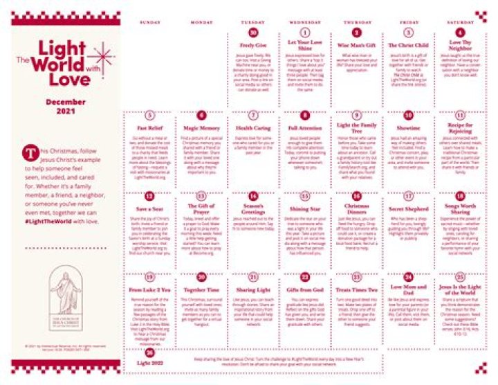 Download the #LightTheWorld daily service calendar for December 2021