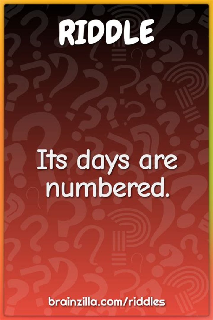 Its Days Are Numbered Riddle: Check Logical Explanation For Its Days Are Numbered Riddle Answer