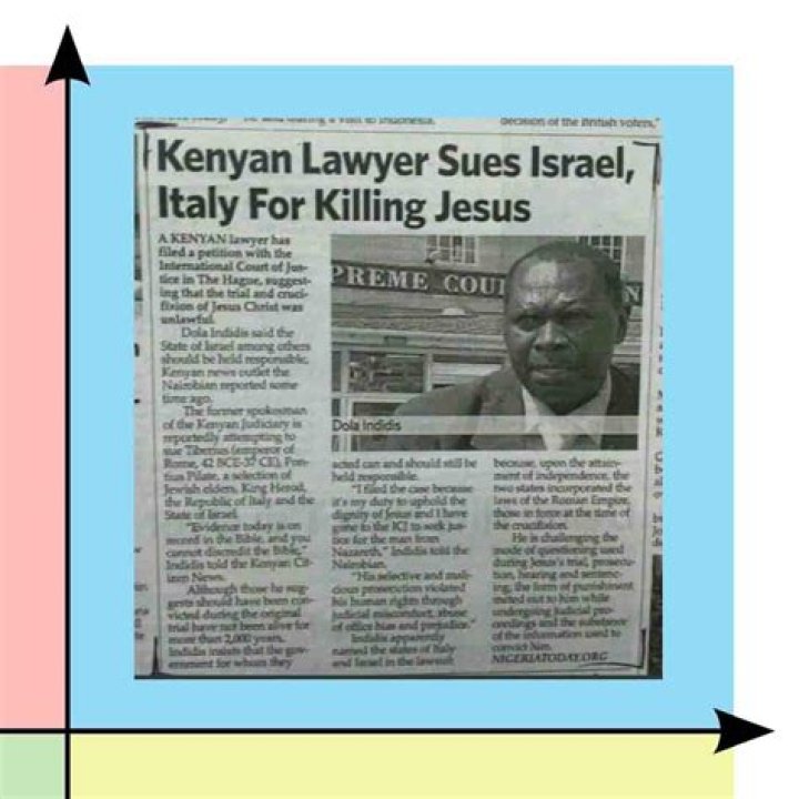 Kenyan Lawyer sues Israel and Italy for killing Jesus