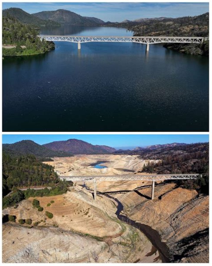 Photos show dramatic difference in water levels at Lake Oroville from 2021 to today, now at 100% capacity