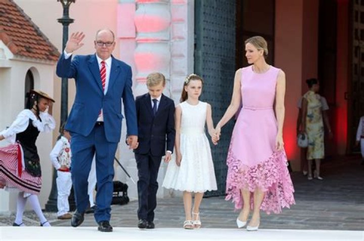 Princess Charlene's rarely-seen Princess Gabriella is her double in candy pink leather jacket