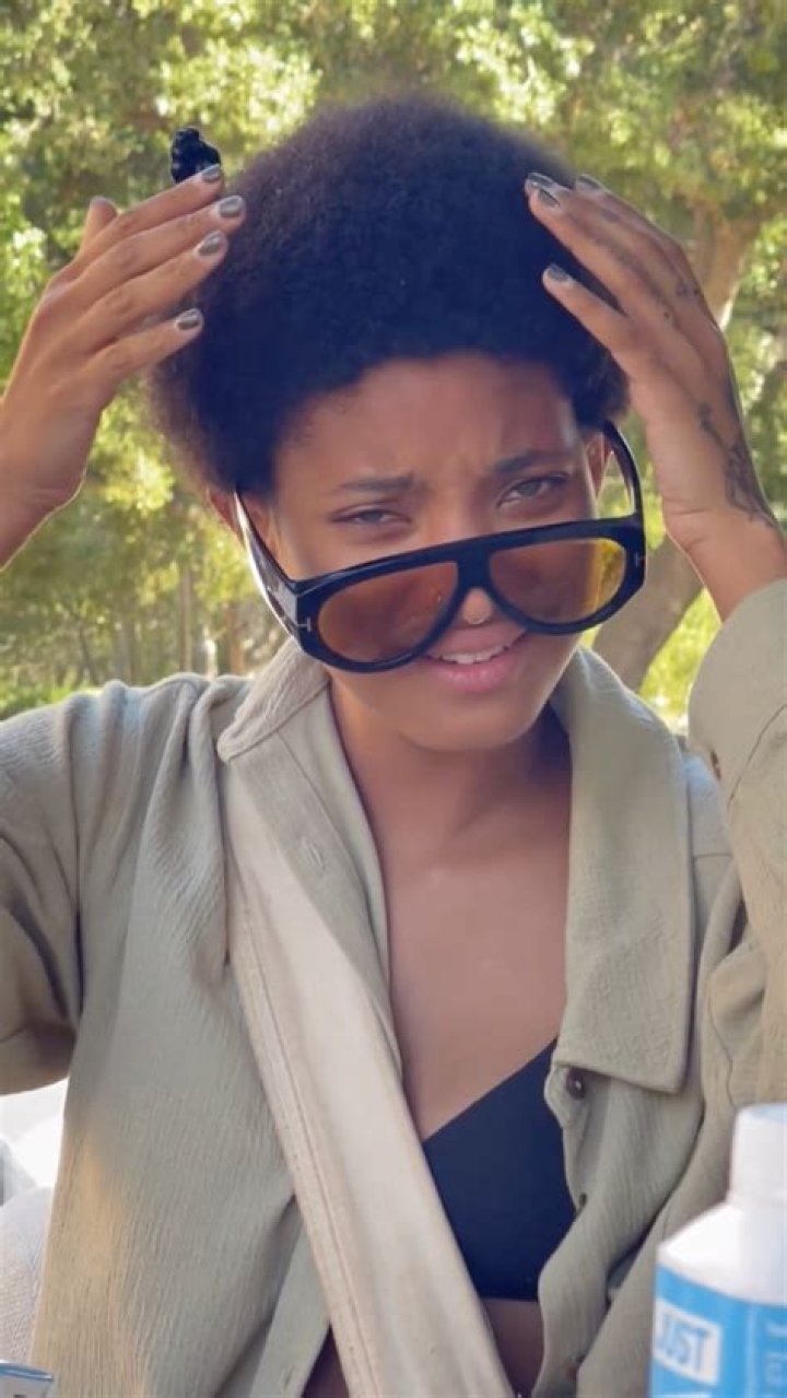 Willow Smith flashes transformative hairdo in a bikini top in candid moment caught on camera
